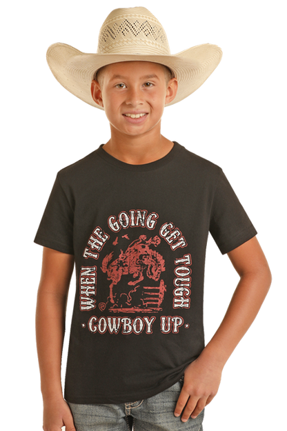 Rock & Roll Boy's Black Cowboy Up T-Shirt