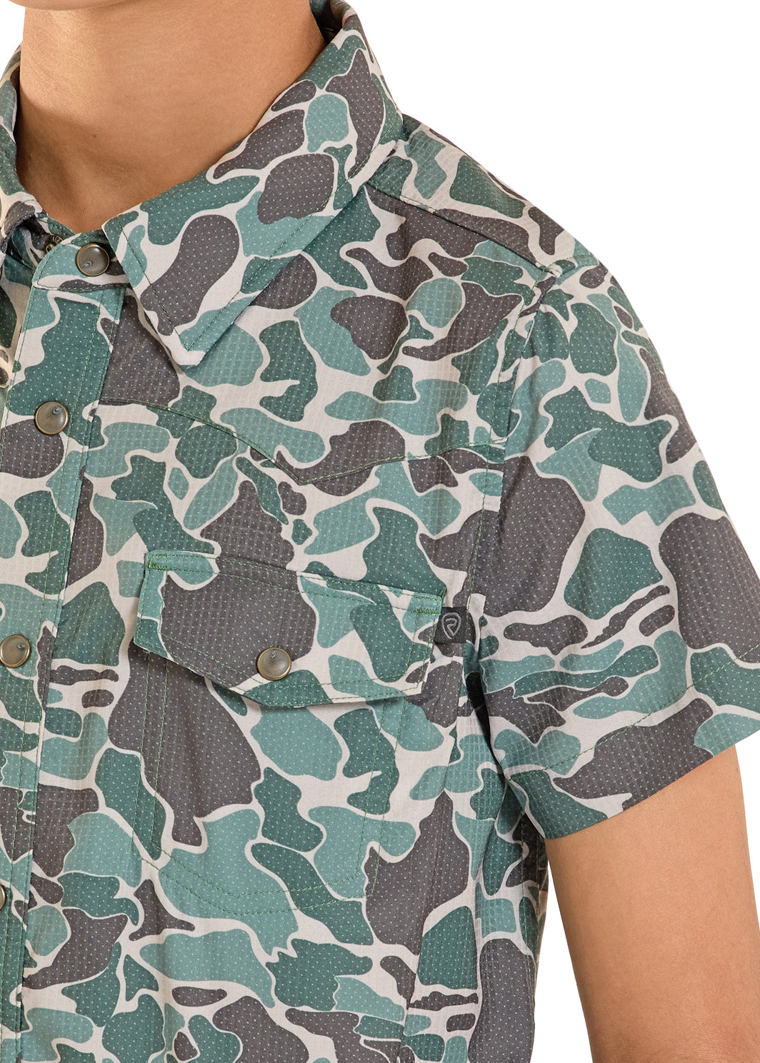 Rock & Roll Boy's TEK Camo Short Sleeve Western Shirt