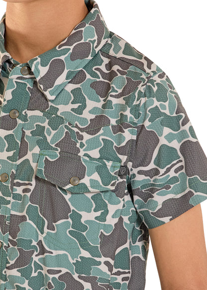 Rock & Roll Boy's TEK Camo Short Sleeve Western Shirt