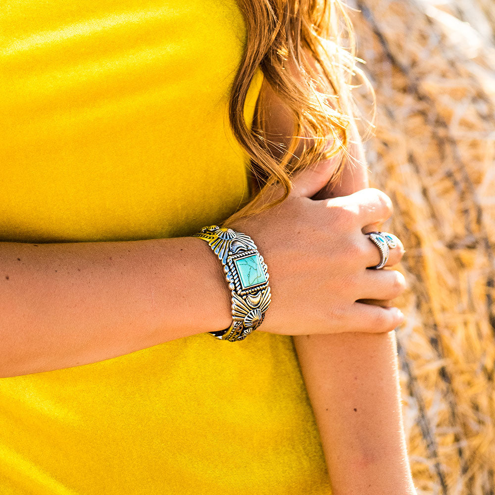 Montana Silversmith Flourished Turquoise Cuff Bracelet