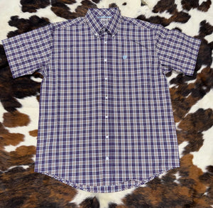 Cinch Men's Purple & Tan Plaid Short Sleeve Western Shirt