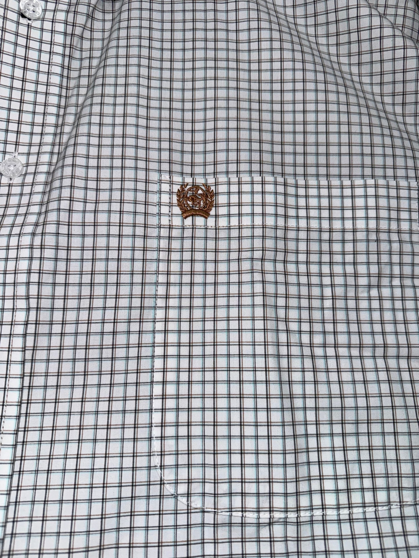 Cinch Men's Big & Tall White & Light Blue Box Plaid Western Shirt