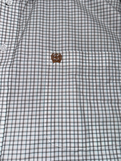 Cinch Men's Big & Tall White & Light Blue Box Plaid Western Shirt