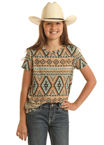 Rock & Roll Girl's Mint/Camel Aztec T-Shirt