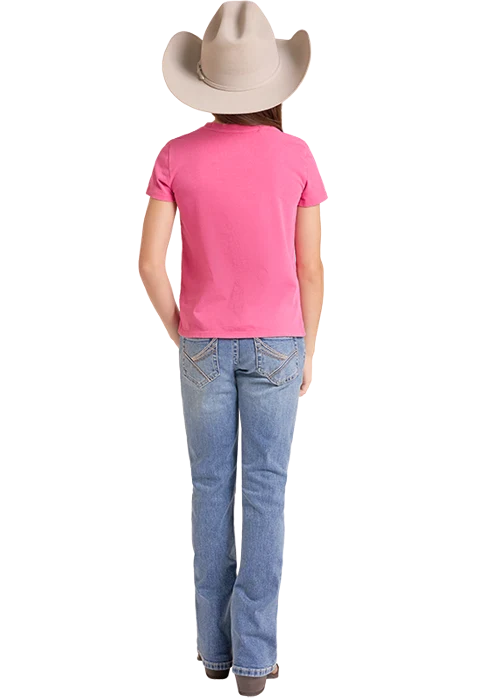 Rock & Roll Girl's Pink Mineral Wash Let's Ride T-Shirt