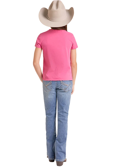 Rock & Roll Girl's Pink Mineral Wash Let's Ride T-Shirt