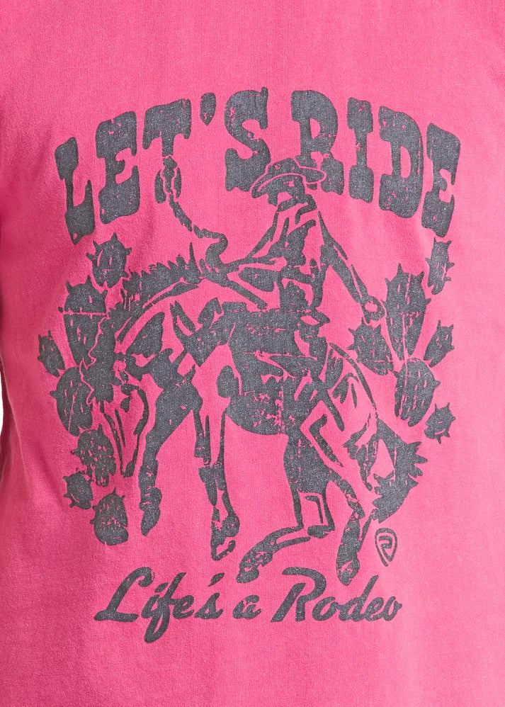 Rock & Roll Girl's Pink Mineral Wash Let's Ride T-Shirt