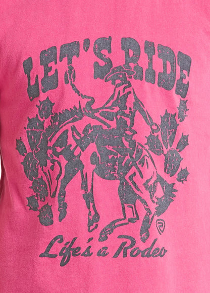 Rock & Roll Girl's Pink Mineral Wash Let's Ride T-Shirt