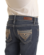 Load image into Gallery viewer, Rock &amp; Roll Girl&#39;s Aztec Leather Mid Rise Jean
