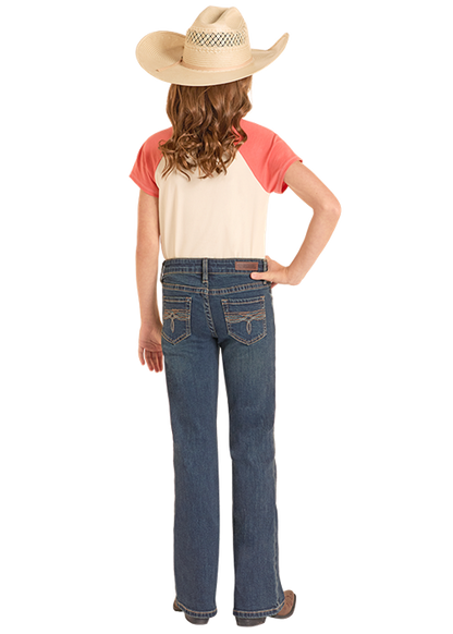 Rock & Roll Girl's Turquoise Bootstitch Bootcut Jean