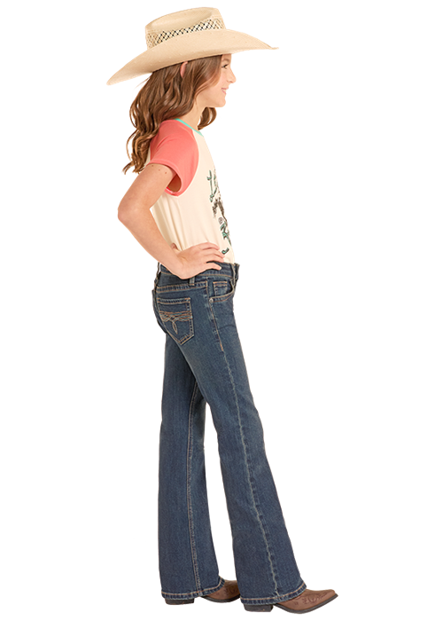 Rock & Roll Girl's Turquoise Bootstitch Bootcut Jean