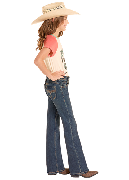 Rock & Roll Girl's Turquoise Bootstitch Bootcut Jean