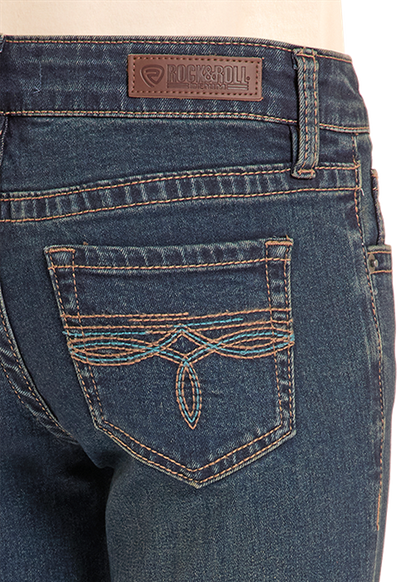 Rock & Roll Girl's Turquoise Bootstitch Bootcut Jean