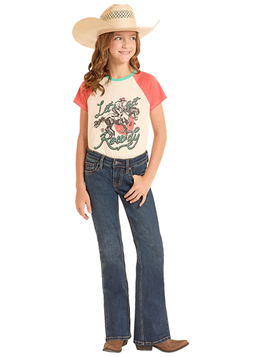 Rock & Roll Girl's Turquoise Bootstitch Bootcut Jean