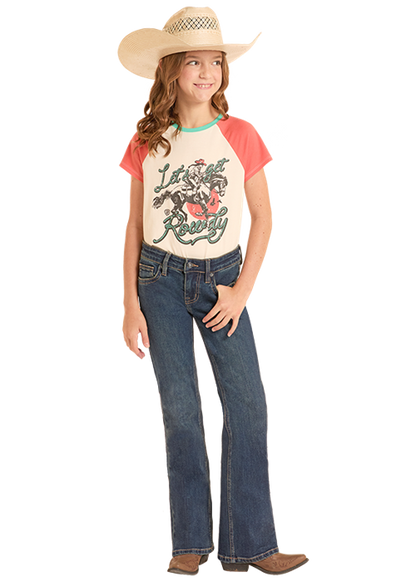 Rock & Roll Girl's Turquoise Bootstitch Bootcut Jean