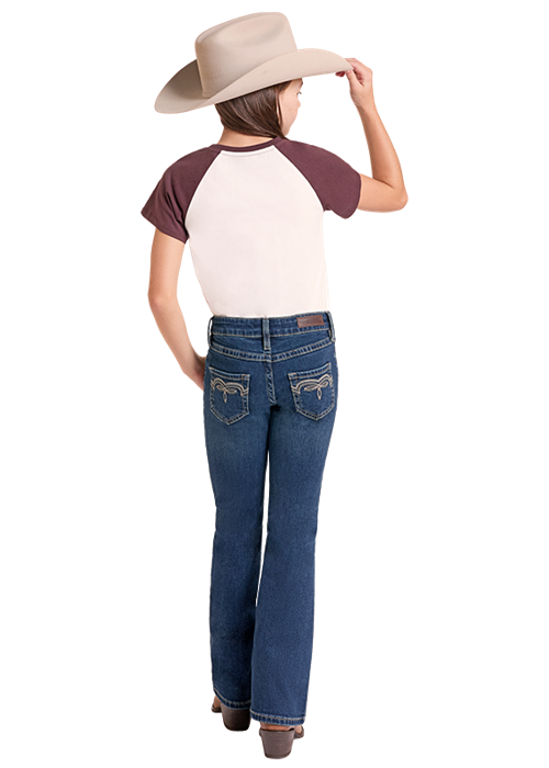 Rock & Roll Girl's Ivory Bootstitch Bootcut Jean