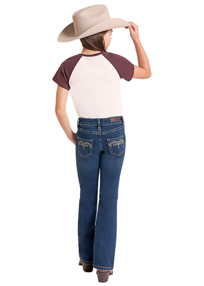 Rock & Roll Girl's Ivory Bootstitch Bootcut Jean