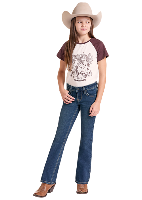 Rock & Roll Girl's Ivory Bootstitch Bootcut Jean