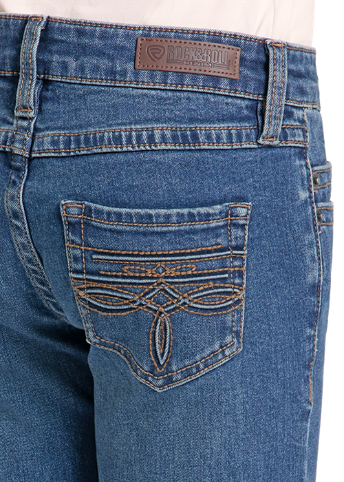 Rock & Roll Girl's Raised Embroidered Bootstitch Trouser Jean