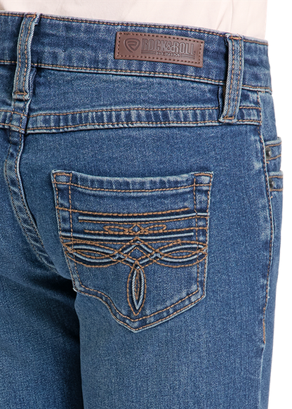 Rock & Roll Girl's Raised Embroidered Bootstitch Trouser Jean