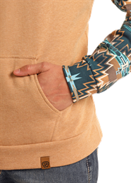 Rock & Roll Men's Heather Tan Aztec Hoodie