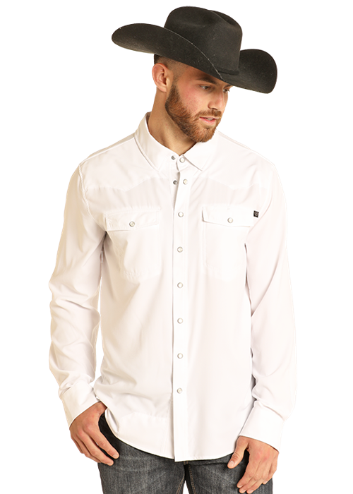 Rock & Roll Men's TEK White Ripstop Western Shirt – Leanin' Pole Arena