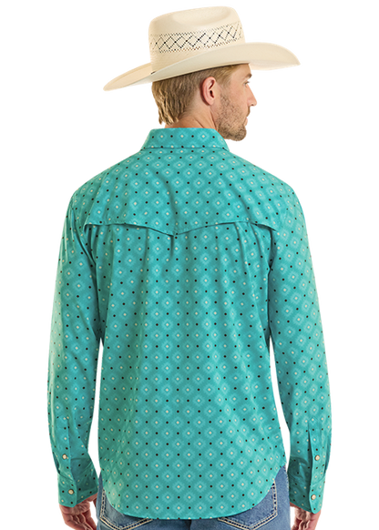 Rock & Roll Men's TEK Turquoise Geo Western Shirt