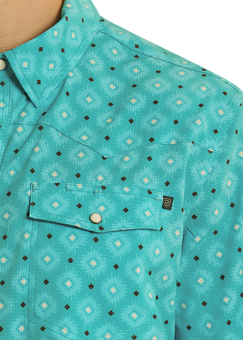 Rock & Roll Men's TEK Turquoise Geo Western Shirt