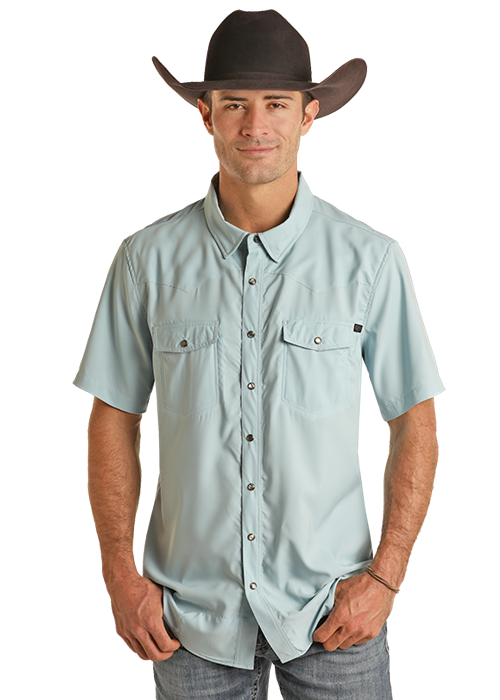 Rock & Roll Men's TEK Aqua Ripstop Short Sleeve Western Shirt