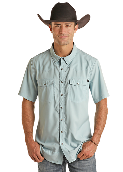 Rock & Roll Men's TEK Aqua Ripstop Short Sleeve Western Shirt