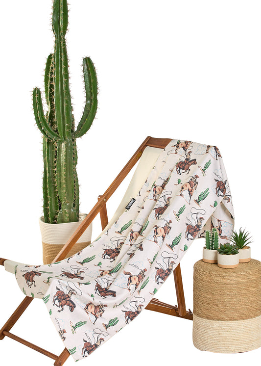 Rock & Roll Cactus & Cowboy Print Towel