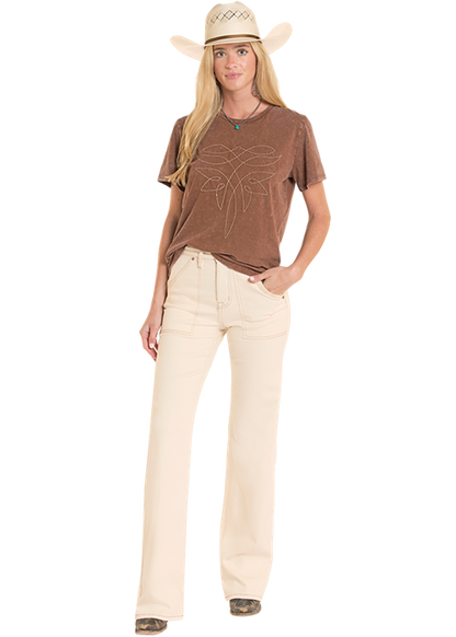 Rock & Roll Women's Mahogany Boot Stitch T-Shirt