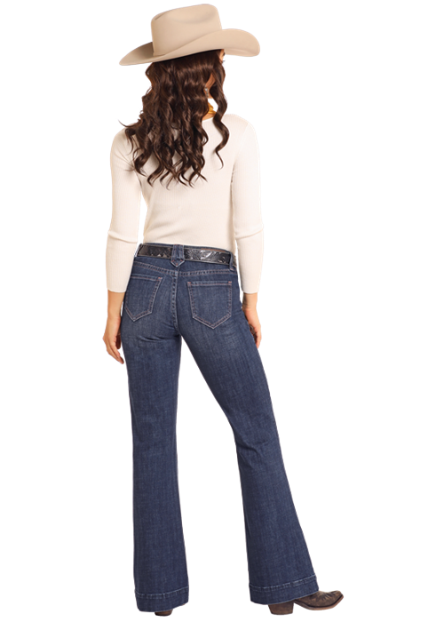 Rock & Roll Women's Mid Rise Diamond Loop Trouser Jean