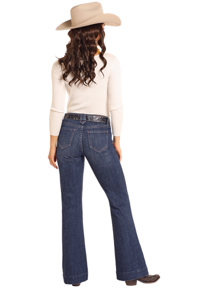 Rock & Roll Women's Mid Rise Diamond Loop Trouser Jean