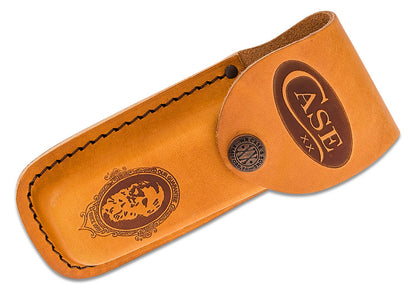 Case Amber Bone Peach Seed Jig Folding Hunters Knife w/ Sheath