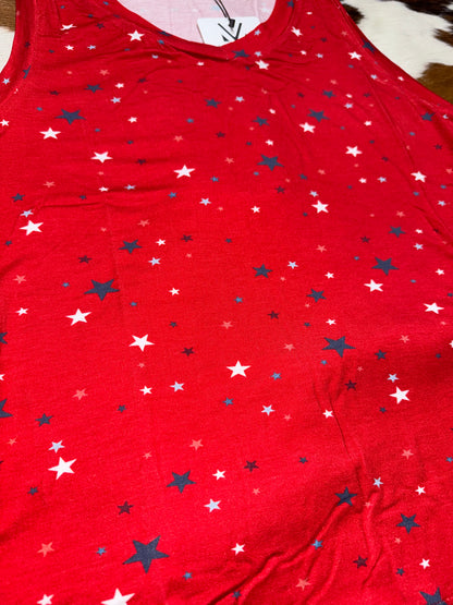 Michelle Mae Women's Red Liberty Stars Tank Top