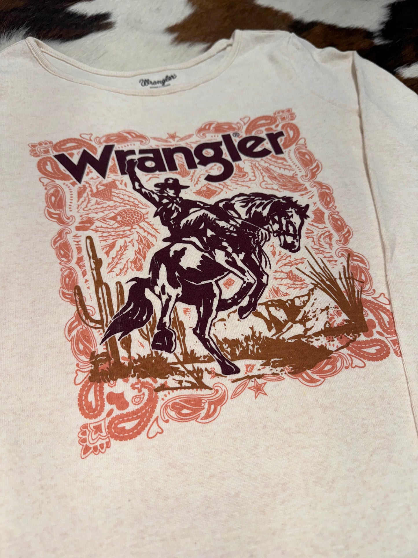 Wrangler Girl's Oat Buckin' Cowgirl Long Sleeve T-Shirt