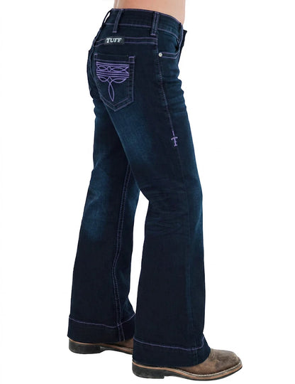 Cowgirl Tuff Girls Purple Bootstitch Trouser