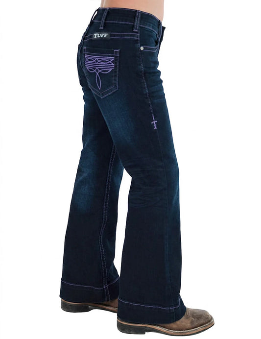 Cowgirl Tuff Girls Purple Bootstitch Trouser