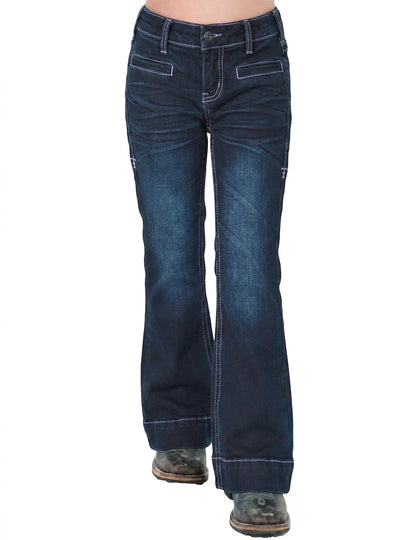 Cowgirl Tuff Girls Purple Bootstitch Trouser