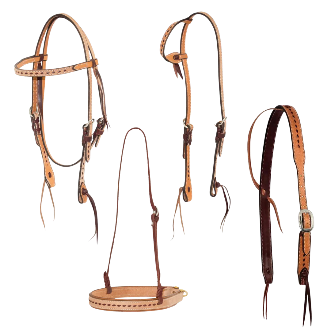 Cowboy Tack Roughout Buckstitched Headstalls & Noseband