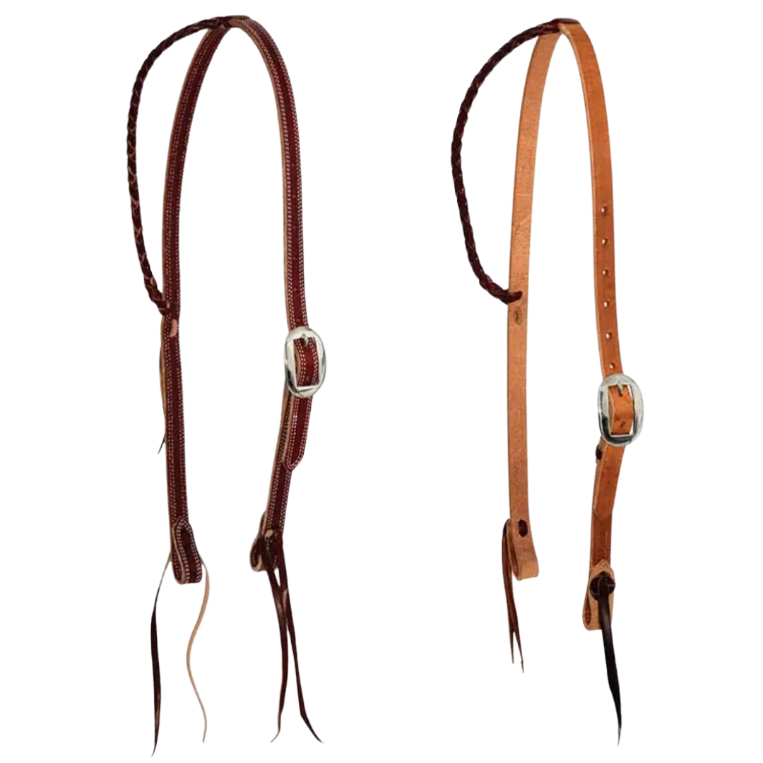 Cowboy Tack Braided Slip Ear Headstall - Burgundy