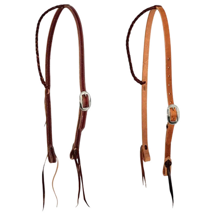 Cowboy Tack Braided Slip Ear Headstall - Burgundy