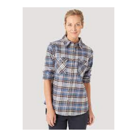 Wrangler Women's Riggs Workwear Heavyweight Blue Flannel