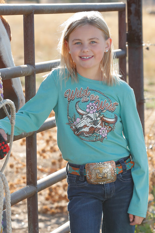 Cruel Girl's Turquoise Wild West Long Sleeve T-Shirt