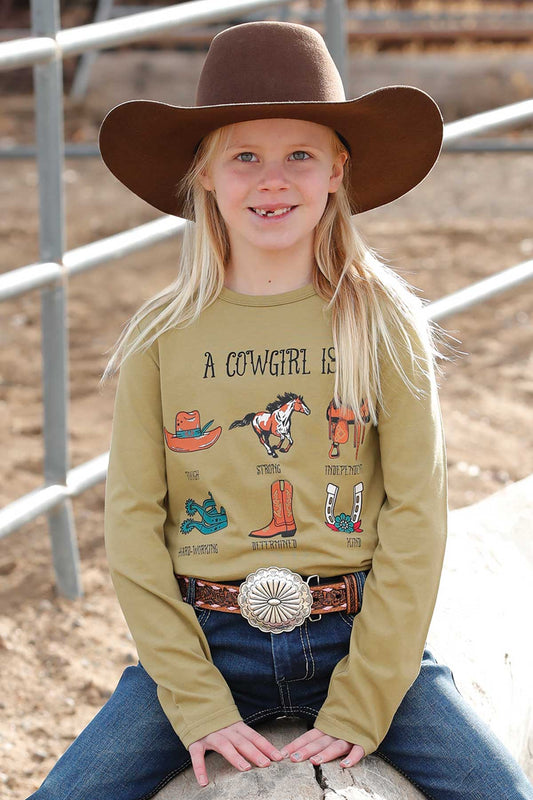 Cruel Girl's Green A Cowgirl Is Long Sleeve T-Shirt