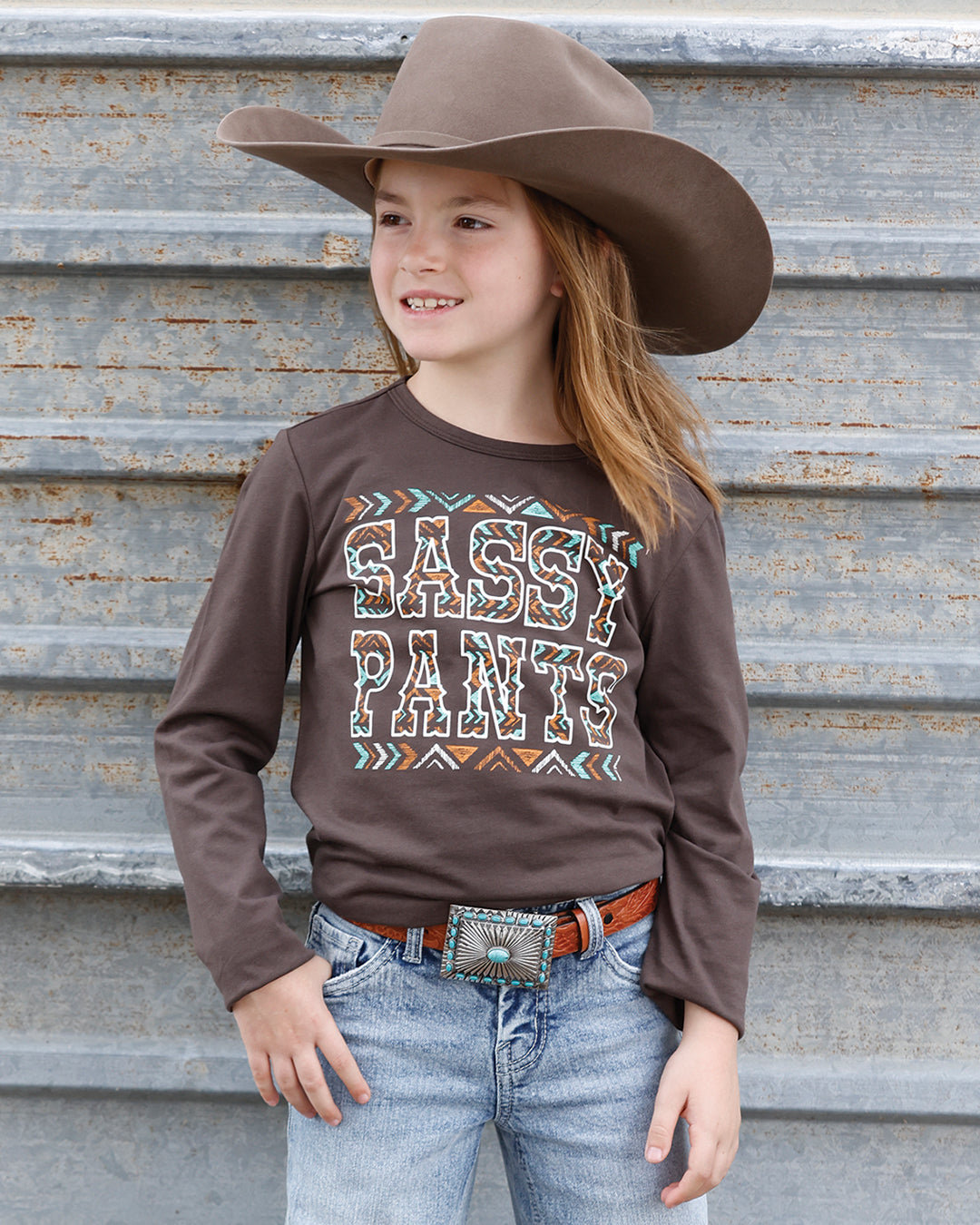 Cruel Girl's Brown Sassy Pants Long Sleeve T-Shirt