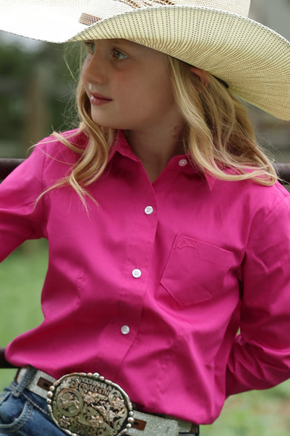 Cruel Girl's Solid Pink Western Shirt