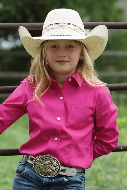 Cruel Girl's Solid Pink Western Shirt