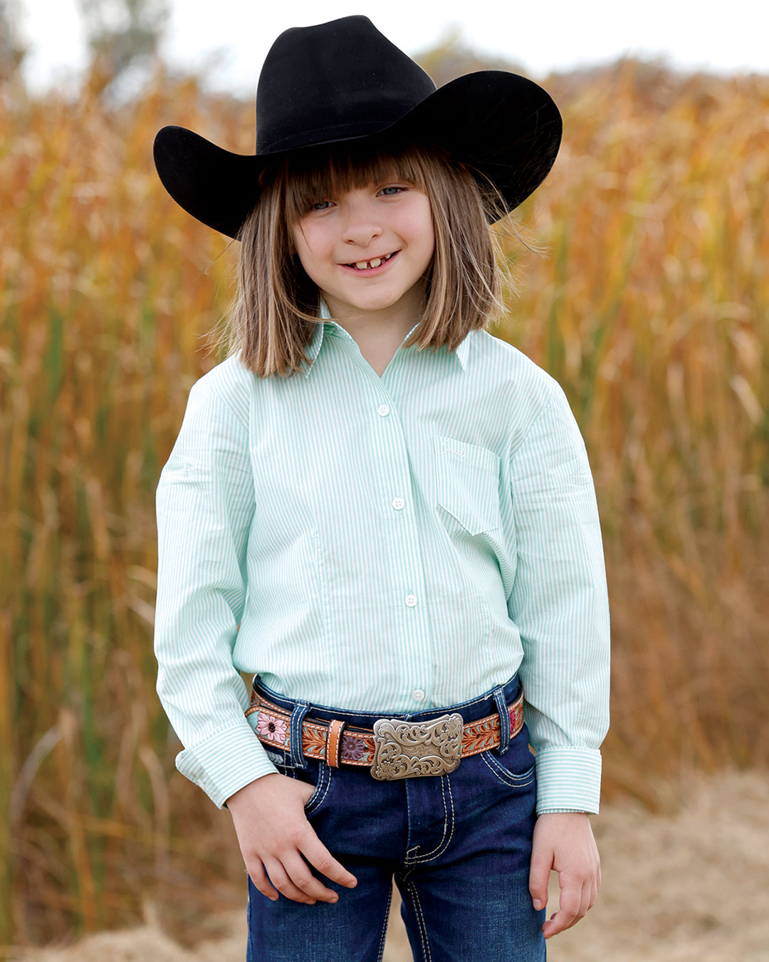 Cruel Girl's Pale Turquoise Western Shirt